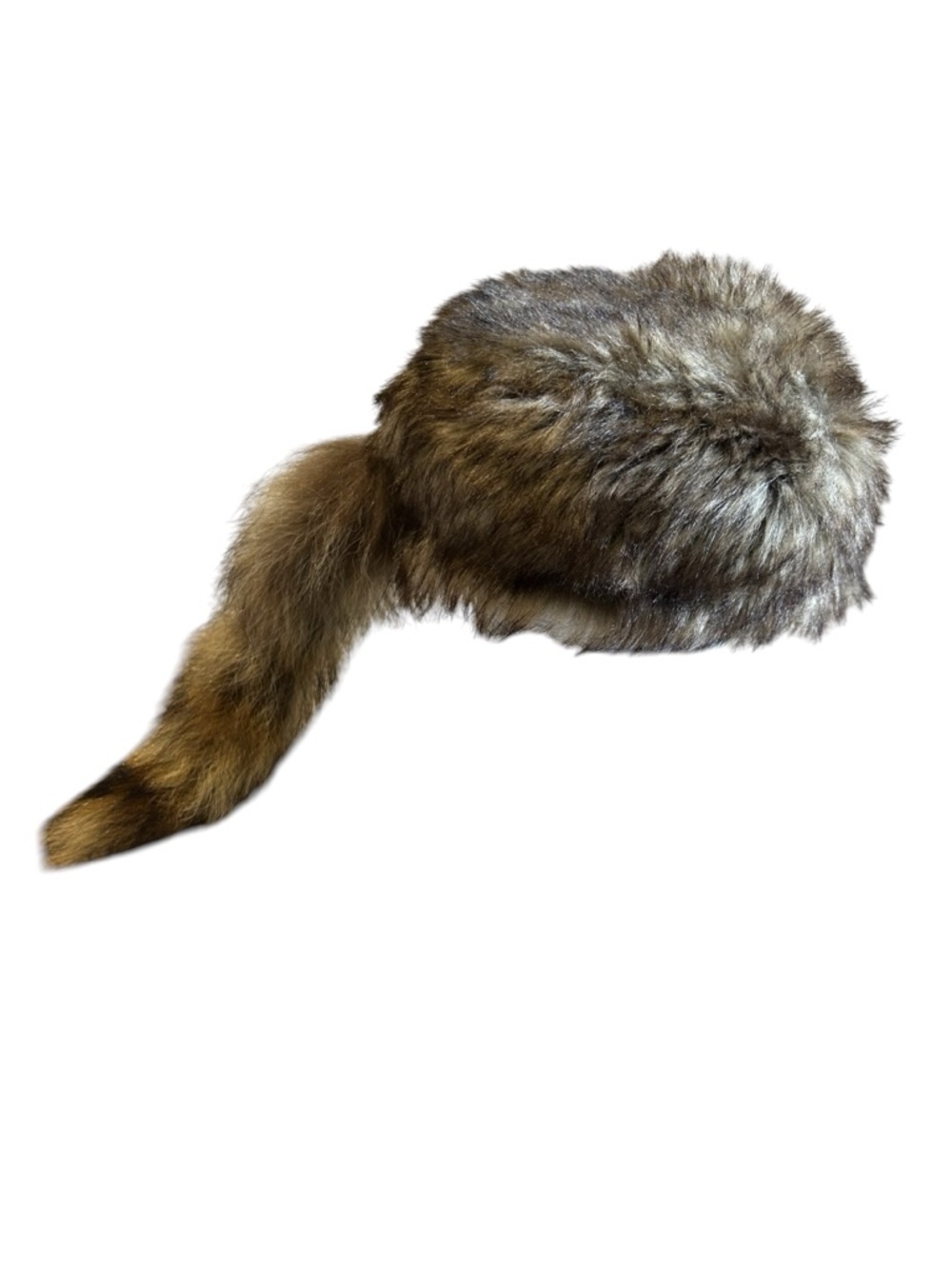 Daniel Boone Davy Crockett Style Raccoon Tail Hat Faux Fur Trapper Cap
